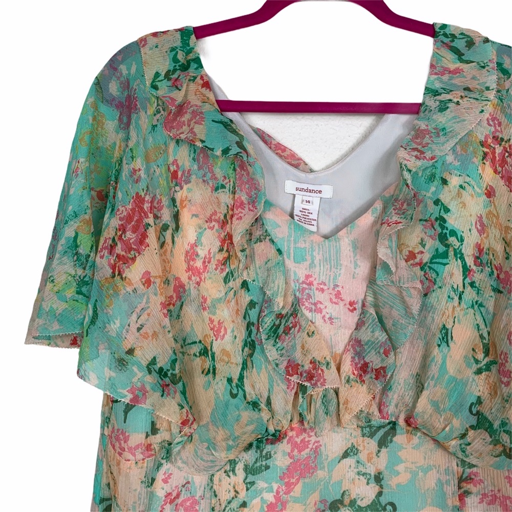 Sundance Elysian Garden Silk Flutter Sleeve Dress - Picture 3 of 9